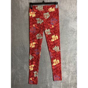Lularoe Womens One Size Red Floral Leggings